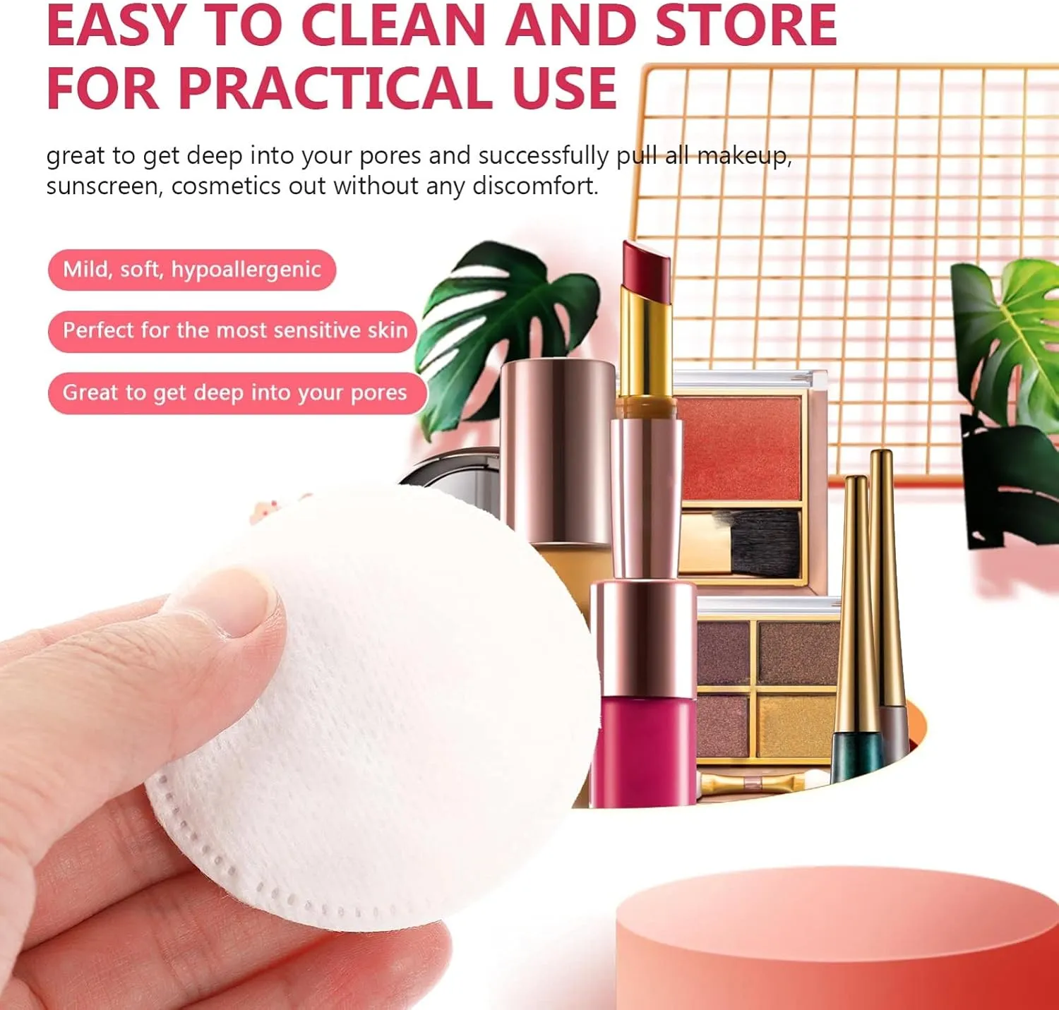 NOLITOY Makeup Sponges for Foundation 200pcs Cleansing Balm Makeup Remover Pads