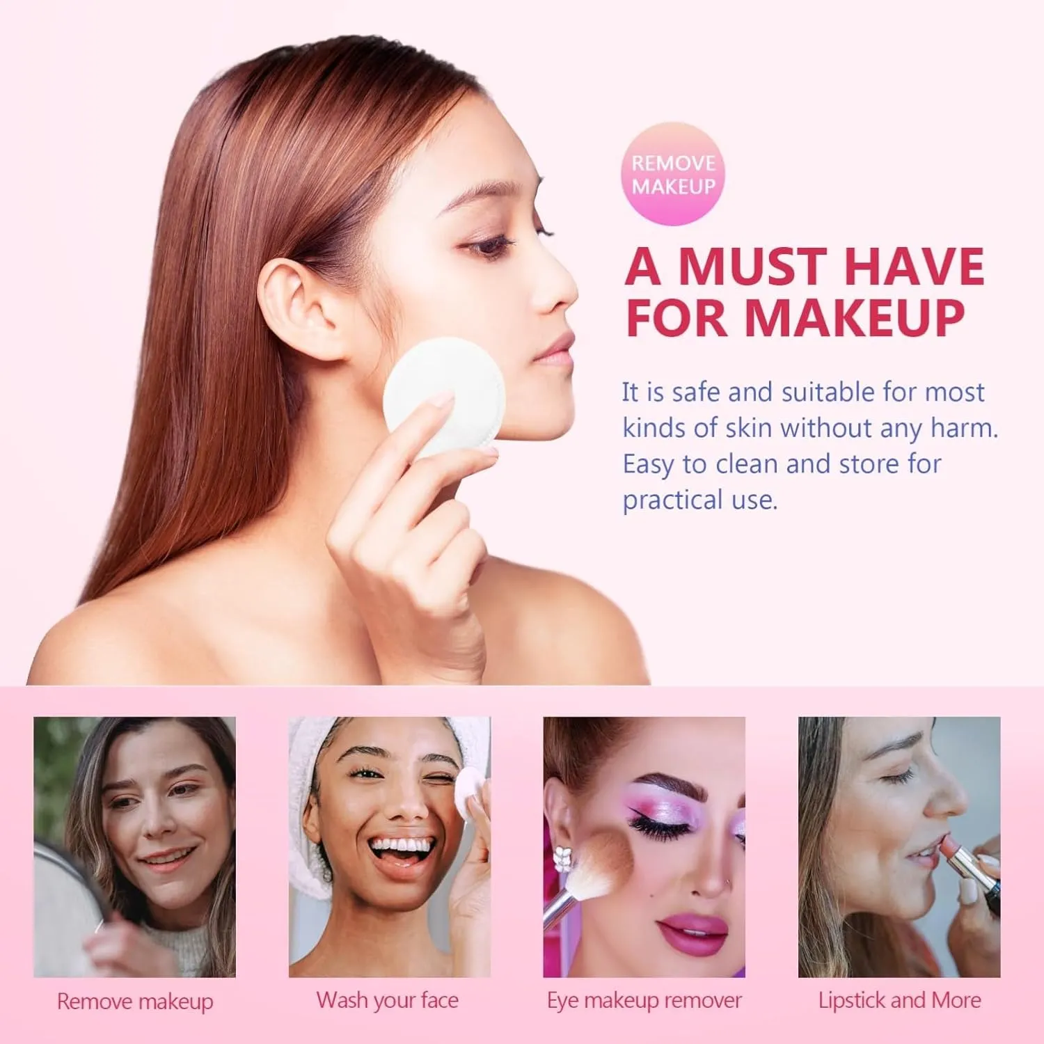 NOLITOY Makeup Sponges for Foundation 200pcs Cleansing Balm Makeup Remover Pads