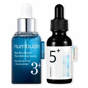numbuzin Clear Skin Duo Set Serum korean skin care | Glutathione   Blue Bio-Retinol | Pore Refining, Firming, Hyperpigmentation, Dark Spots