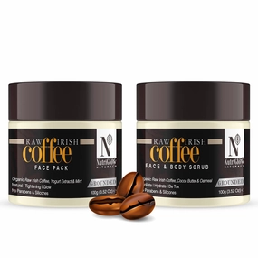 NutriGlow Naturals Raw Irish Coffee Face Pack Coffee Face Body Scrub - 100gm Each