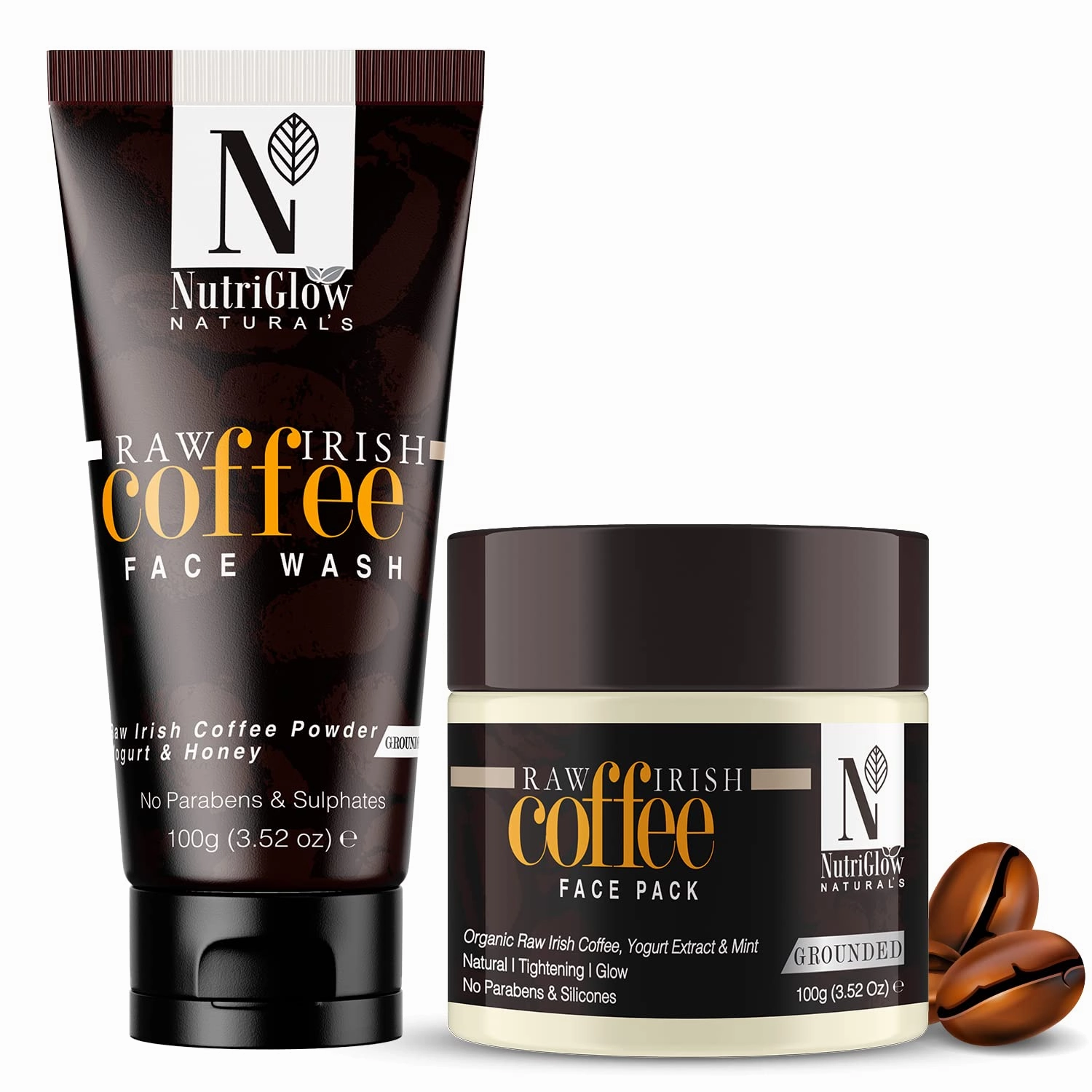 NUTRIGLOW Naturals Raw Irish Coffee Face Pack Coffee Face Wash - 100gm Each