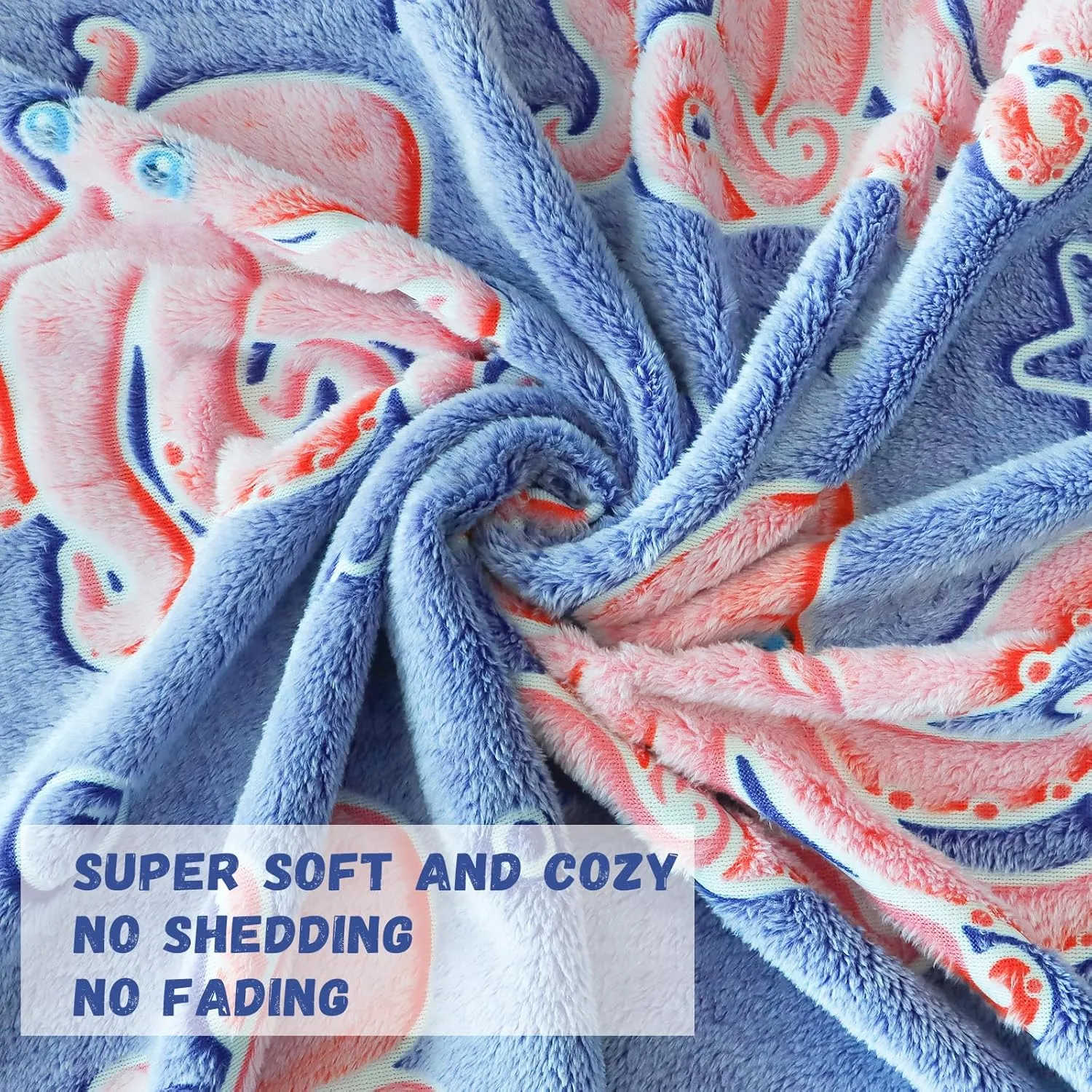 Octopus Blanket Glow in The Dark Ocean Blanket Soft Pink Octopus Gifts Toys Decor Blue Fleece Kids Throw for Boys Girls Teens Birthday