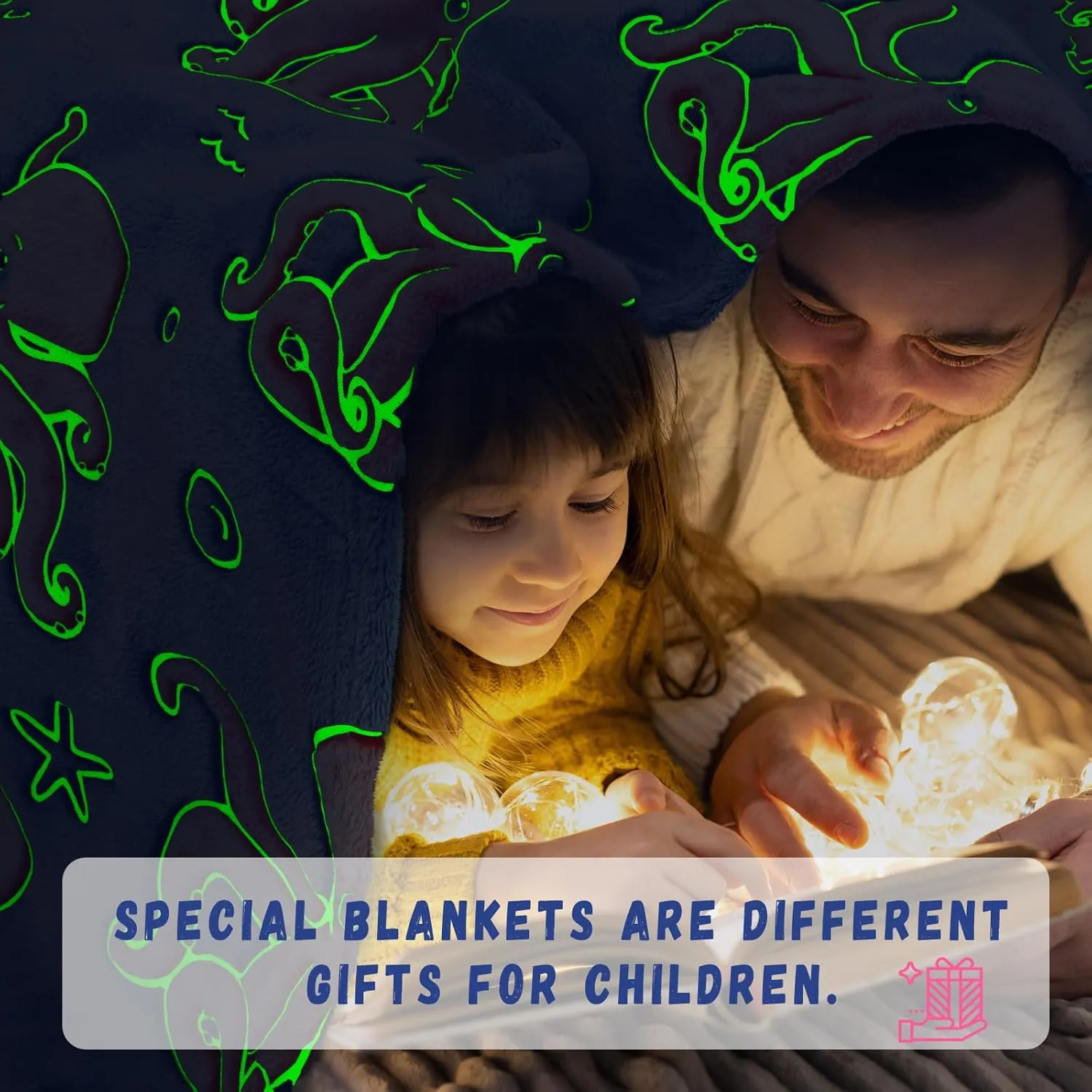 Octopus Blanket Glow in The Dark Ocean Blanket Soft Pink Octopus Gifts Toys Decor Blue Fleece Kids Throw for Boys Girls Teens Birthday