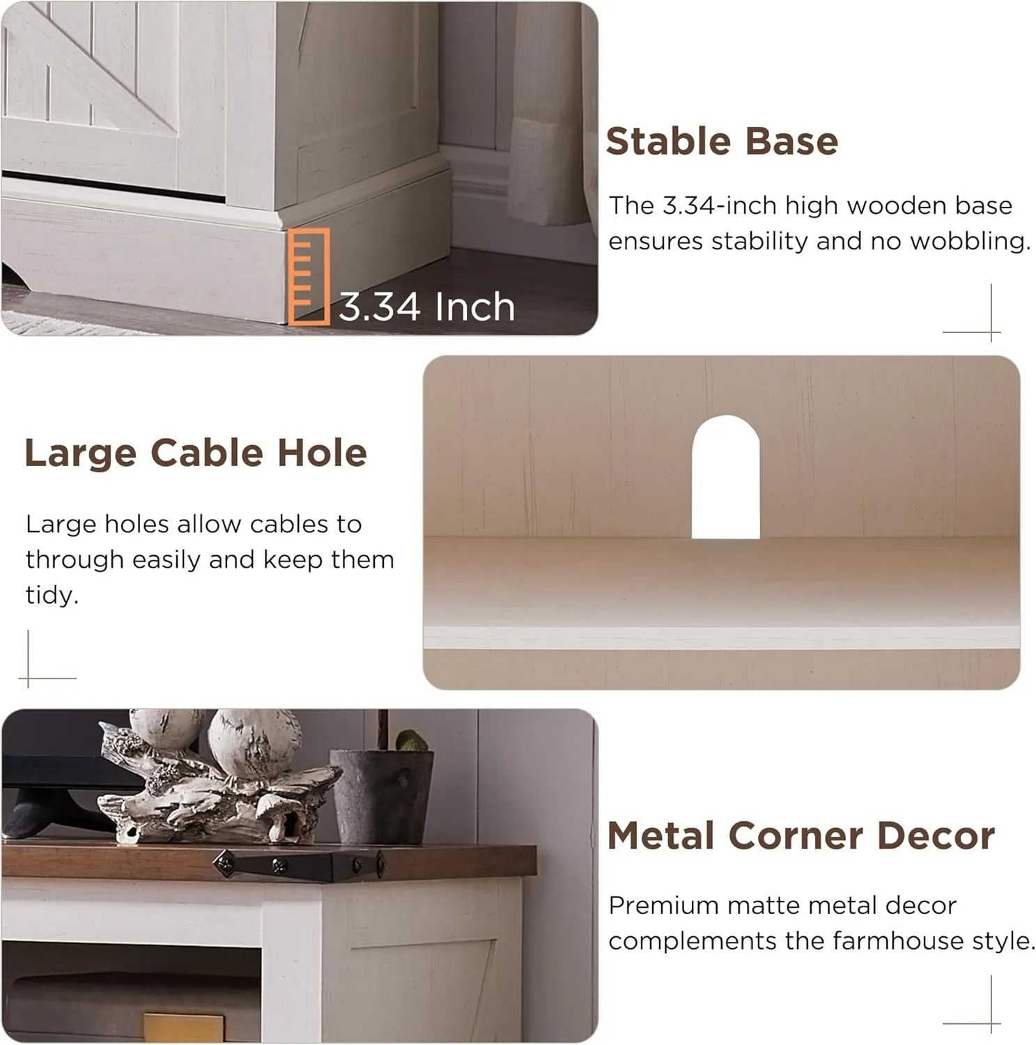 OKD Fireplace TV Stand for 65  Inch TV, 33" Tall Highboy Farmhouse Entertainment Center w/ 23'' Electric Fireplace, Rustic Media Console w/Sliding Barn Door for Living Room, Antique White
