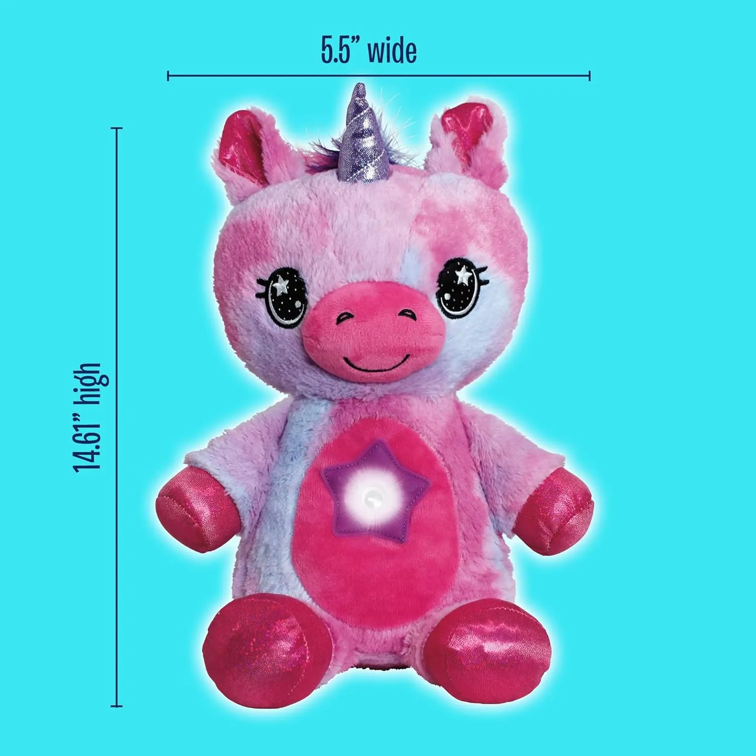 Ontel Star Belly Dream Lites, Stuffed Animal Night Light, Magical Pink And Purple Unicorn - Projects Glowing Stars & Shapes In 6 Gentle Colors, As Seen On TV