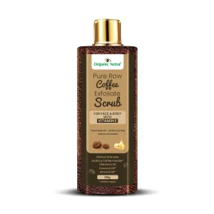 Organic Netra Pure Raw Coffee Exfoliate Scrub for Face and Body with Vitamin E | Deeply Hydrates and Moistures Skin | Enriched with Natural and Organic Ingredients | Paraben Free, 4.7 Oz (Pack of 1)