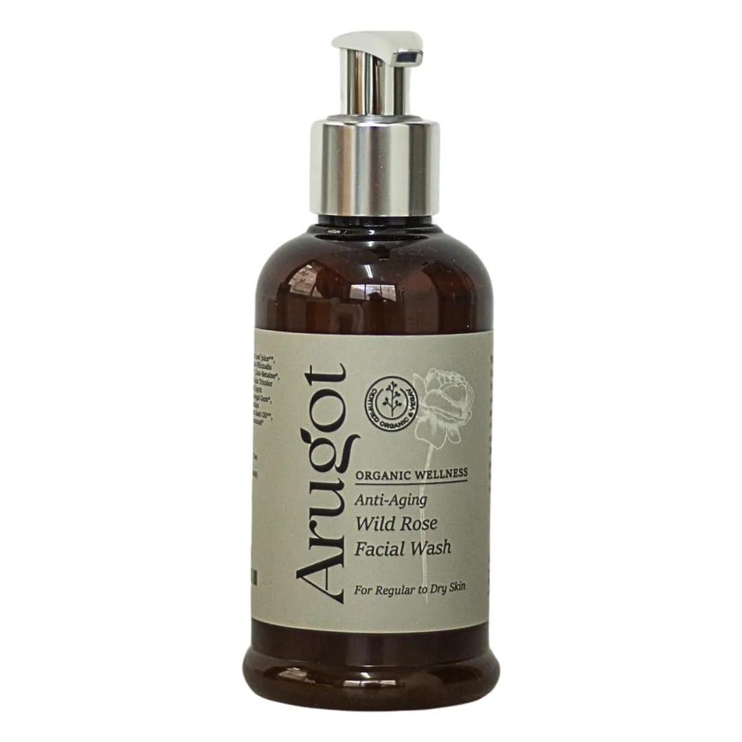 Organic Wild Rose Face Wash, Made in Israel | Anti-Aging Facial Cleanser for Age Spots, Dark Circles & Fine Lines - 5.1 FL Oz / 150 Ml