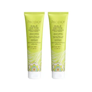 Pacifica Beauty Kale Detox Deep Cleaning Daily Face Wash   Cleanser, Coconut Water   Aloe Vera, For Oily and Blemish Prone Skin, 2 Pack, Sulfate and Paraben Free, Vegan and Cruelty Free