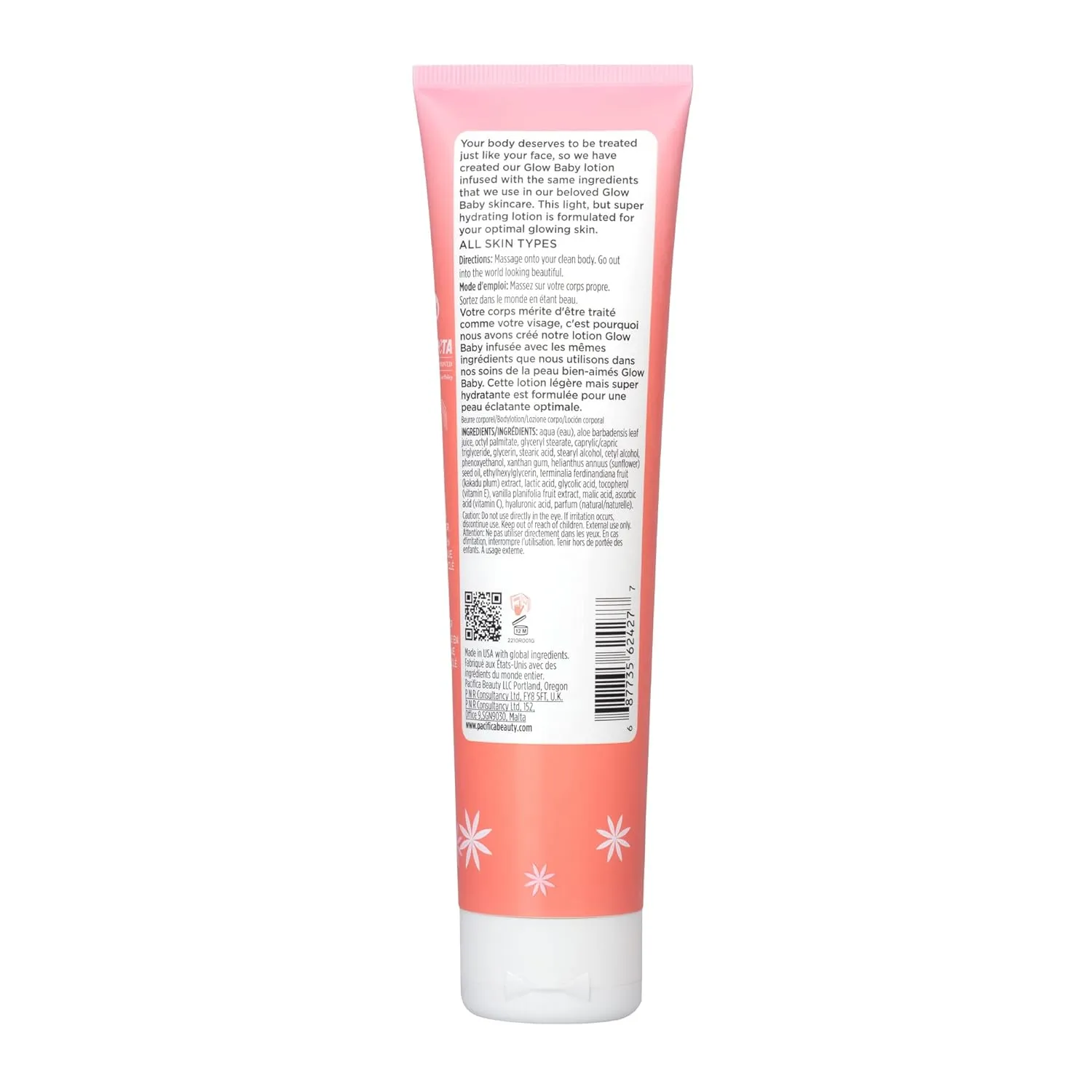 Pacifica Glow Baby Body Lotion & AHA Scrub Set – Brightening Vitamin C Body Lotion (5 oz)   AHA Exfoliating Body Scrub, 2-Step Radiance Duo for Smooth Glowing Skin, Vegan