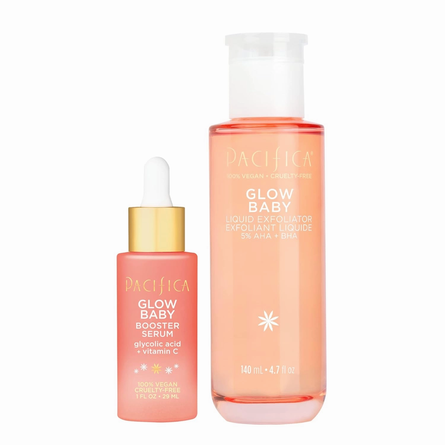 Pacifica Glow Baby Liquid Exfoliant - 5% AHA, BHA, Vitamin C Booster Serum for Glowing, Fresh Skin