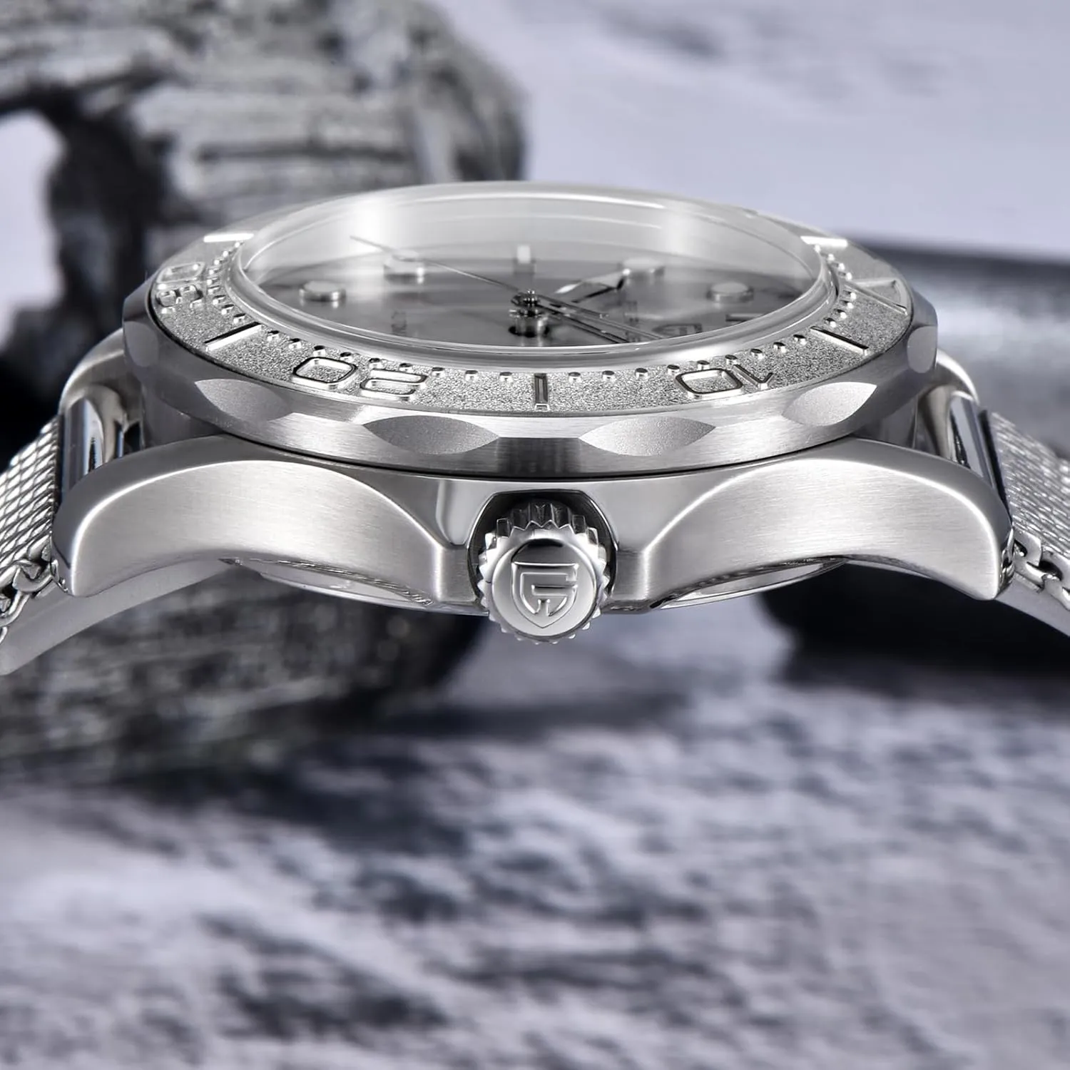 Pagani Design 007-Model 1818 Men's Automatic Watches for Men Stop-Second 8215 Movement Watch Milanese Band Full Stainless Steel 100M Waterproof Retro Sport Style