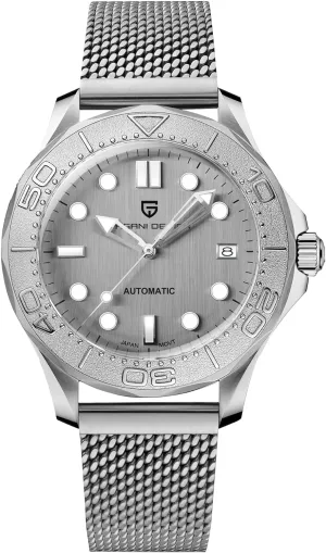 Pagani Design 007-Model 1818 Men's Automatic Watches for Men Stop-Second 8215 Movement Watch Milanese Band Full Stainless Steel 100M Waterproof Retro Sport Style
