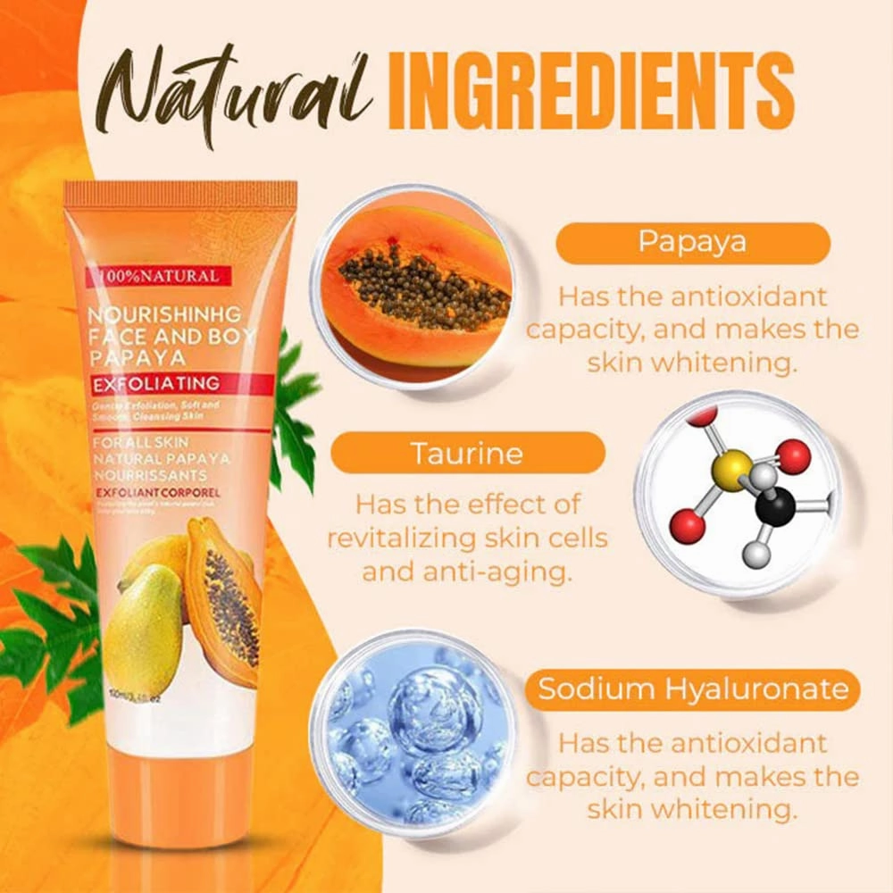 Papaya Essence Brightening Exfoliating Peeling Gel, Papaya Whitening Peeling Gel, Natural Exfoliating Peeling Gel, Immediate Whitening Peel Peeling Gel Dead Skin Remover Face and Body Exfoliator (4Pcs)