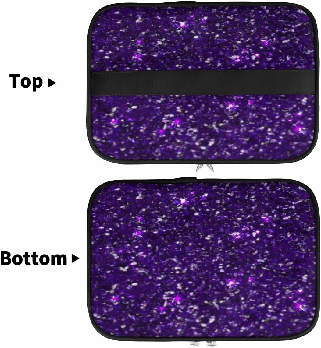 Personalized Cheer Travel Makeup Bag for Girls Women, Custom Cheerleader Cosmetic Make Up Zipper Pouch Bag, Personalized Gifts, Deep Purple Glitter Bag