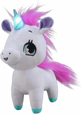 Pets - Light Up LED Plush Stuffed Animals - Pink and White Pinky Unicorn with Glowing Horn