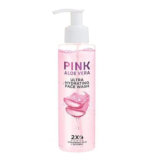 Pink Aloe Vera Ultra Hydrating Face Wash, 100ml, with Hyalu ronic Acid and Honey, Gentle Cleansing