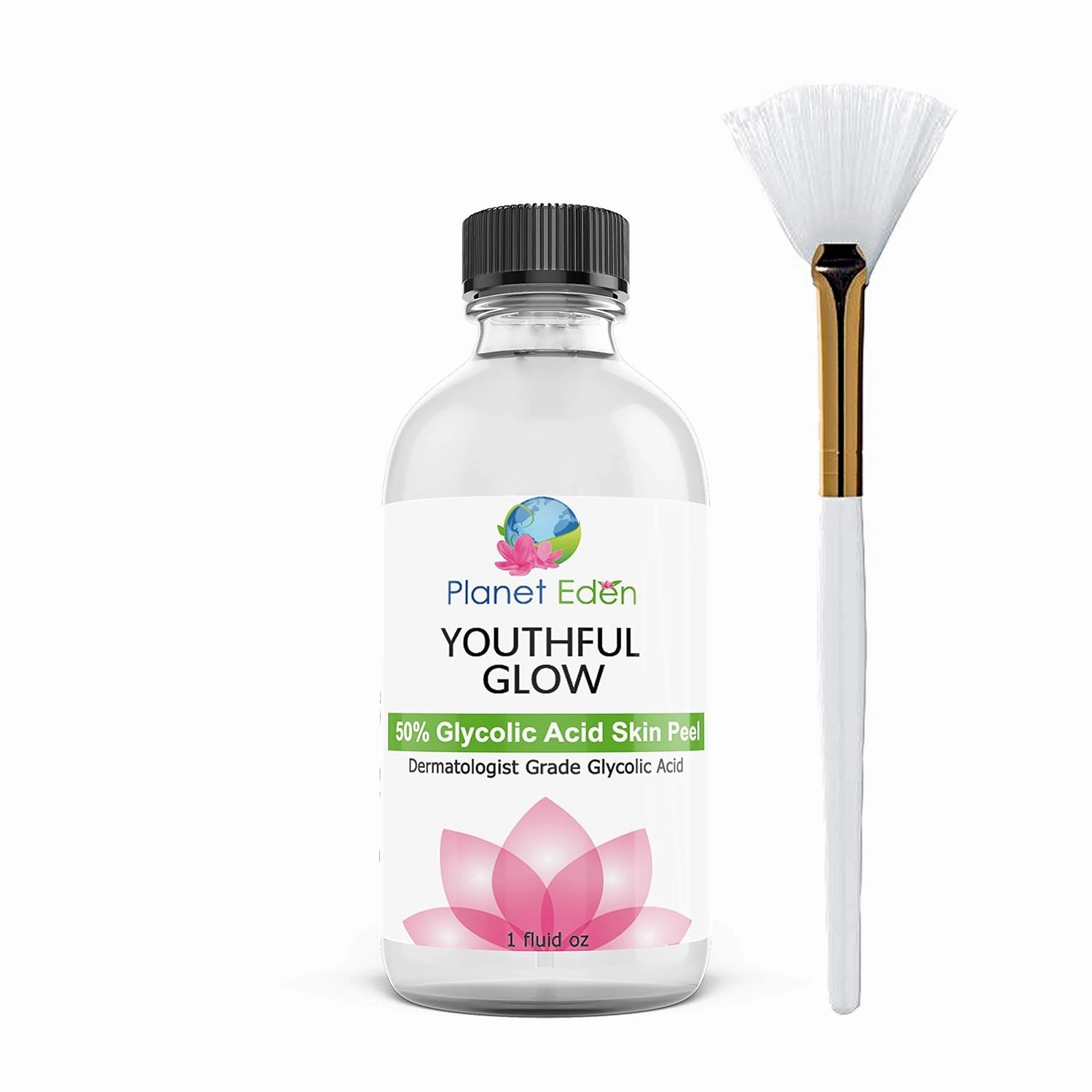 Planet Eden 50% Glycolic Acid Skin Chemical Peel Kit with Fan Brush- Excellent for Fine Lines, Wrinkles, Sun Damage, Scars, Dull Skin