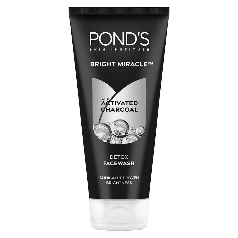 POND'S Pure Detox Face Wash 200 g, Daily Exfoliating & Brightening Cleanser, Deep Cleans Oily Skin - With Activated Charcoal for Fresh, Glowing Skin