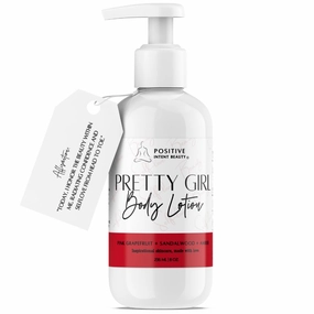 Pretty Girl Lotion with Affirmation Card, Grapefruit, Amber, Plant Botanicals, Shea Butter, Vitamins to Nourish, and Soften Skin, Aromatherapy, Mothers Day Gift 8oz
