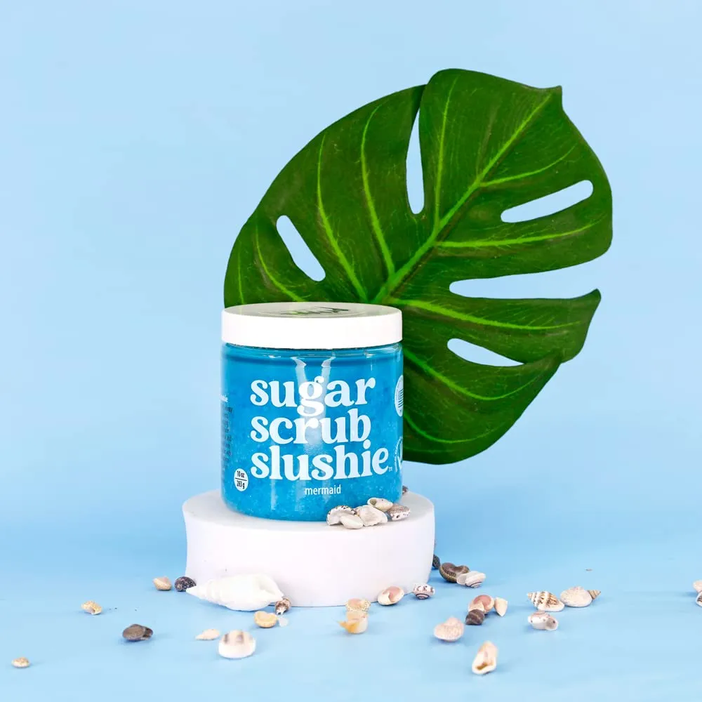 Primal Elements Sugar Scrub Slushie, Hydrate, Exfoliate, & Moisturizing Scrub for Hands, Body, and Face, Gifts for Her (10 oz each) – Mermaid (Pack of 3)