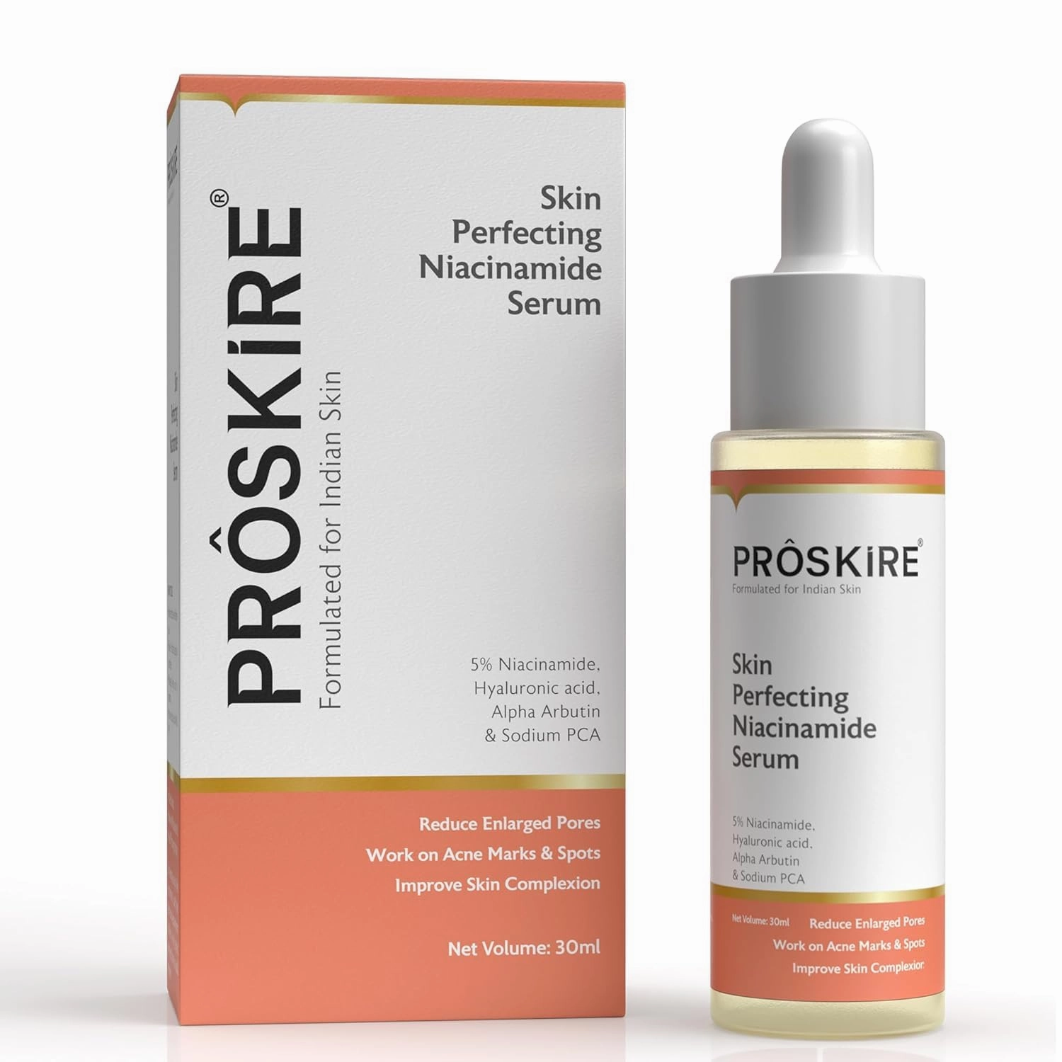 Pro-skire 5% Niacinamide Face Serum For Acne Marks & Enlarged Pores | Alpha Arbutin & Sodium PCA | Control Oil | 30 ml - All Skin Types