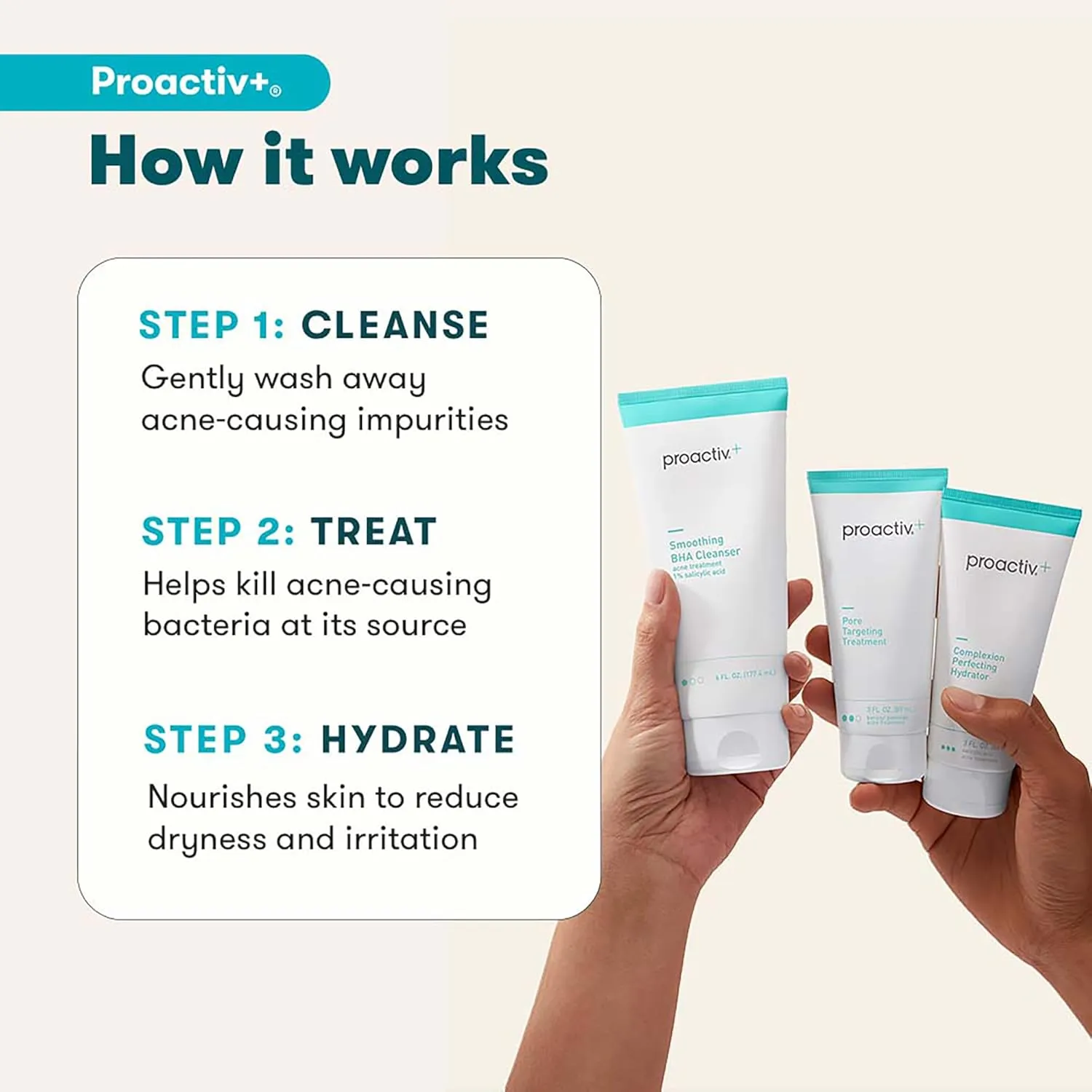 Proactiv  3 Step Advanced Skincare Acne Treatment – Salicylic Acid Face Wash, Benzoyl Peroxide Pore Minimizing Treatment, and Salicylic Acid Hydrating Moisturizer - 90 Day Complete Acne Skin Care Kit