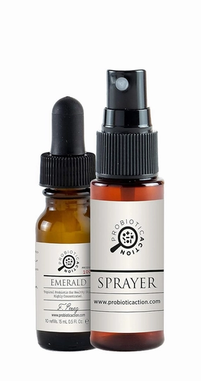 Probiotic Action® EMERALD Sprayable Probiotic for Acne Treatment - Concentrated - 45 -days supply - Repairs and Rejuvenates Damaged Skin Promoting Good Skin Health. Toner – 0.5 Fl Oz.