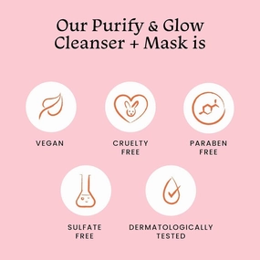 Purify & Glow Cleanser   Clay Mask - Deep Cleanses Pores, Exfoliating Glow Facial, Instantly Gives Bright Skin, For Normal, Oily and Combination Skin, Men & Women - 100ml