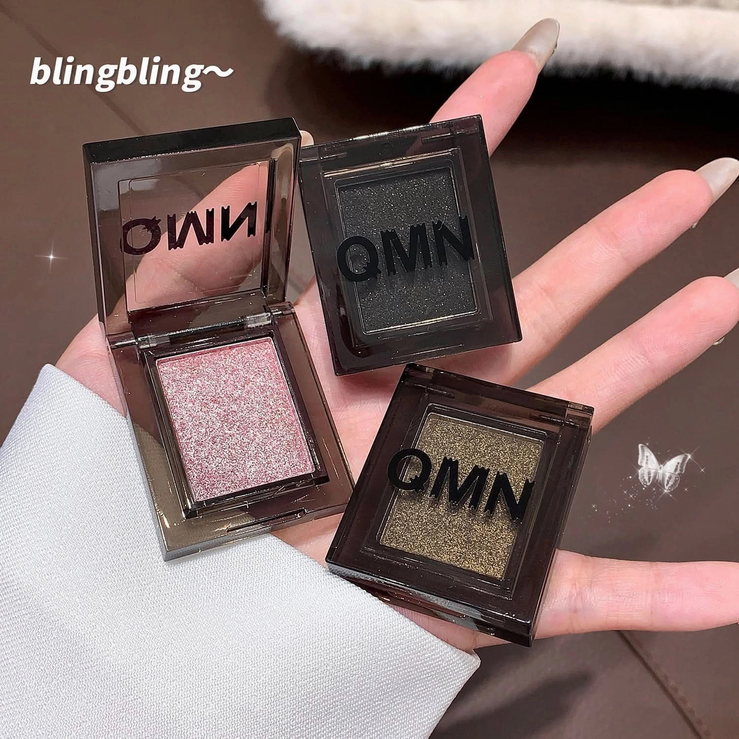 QMN Monochrome Eyeshadow – Matte & Shimmer, Smoky & Starlight Shades