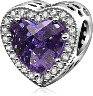 Radiant Heart Charm with Red and Clear CZ 925 Sterling Silver Love Charm for Pandora Bracelet Gifts for Mother Valentine's Day