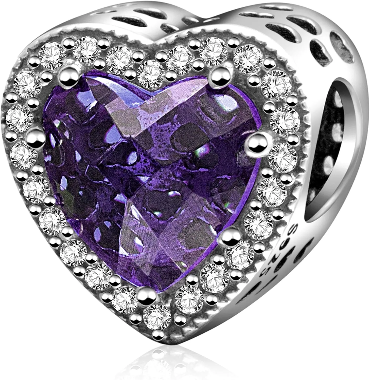 Radiant Heart Charm with Red and Clear CZ 925 Sterling Silver Love Charm for Pandora Bracelet Gifts for Mother Valentine's Day