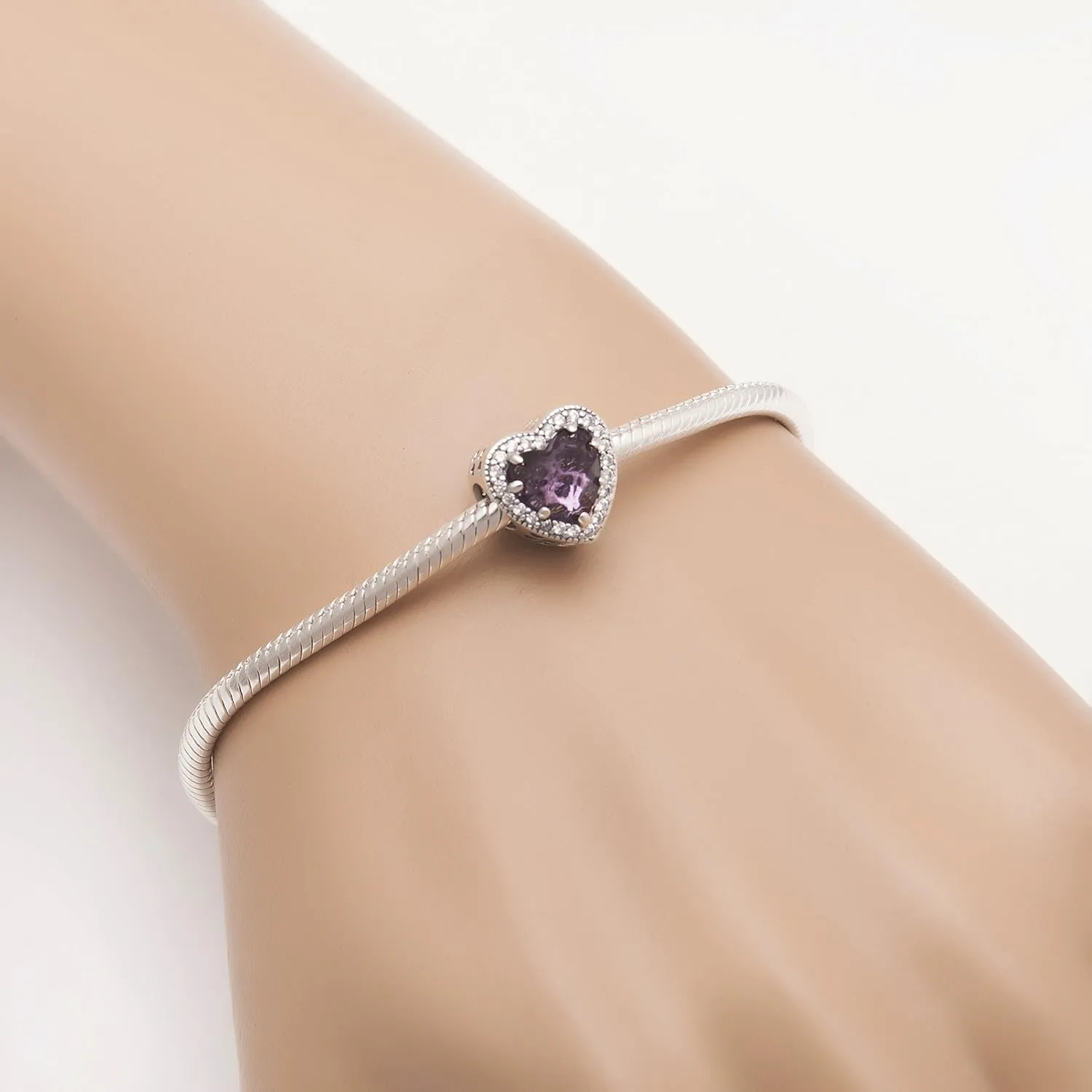 Radiant Heart Charm with Red and Clear CZ 925 Sterling Silver Love Charm for Pandora Bracelet Gifts for Mother Valentine's Day