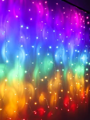 Rainbow Fairy String Curtain Lights with Touch Dimmer Switch, Hanging LED Icicle Rainbow Lights Curtain for Girls Bedroom, Kids Room, Unicorn Room, Birthday, Holiday Decor