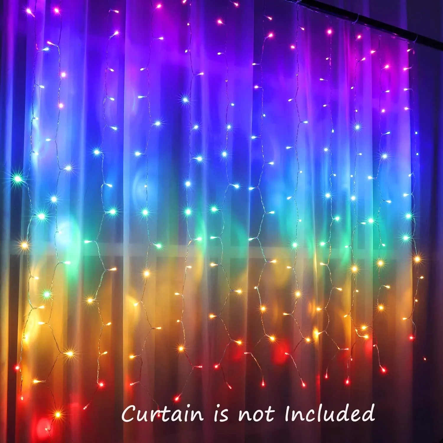 Rainbow Fairy String Curtain Lights with Touch Dimmer Switch, Hanging LED Icicle Rainbow Lights Curtain for Girls Bedroom, Kids Room, Unicorn Room, Birthday, Holiday Decor