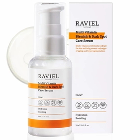 RAVIEL Multi Vitamin Dark Spot & Blemish Face Serum | 7 Hyaluronic Acid for Deep Hydration & Brightening for All Skin Types | Snail Mucin, Anti Aging, Korean Skincare (1.69 fl oz)