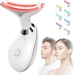 Red-Light-Therapy-for-Face and Neck, Red Light Therapy Wand, 7 Color Led Face Neck Massager for Skin Care, White (Rainbow)