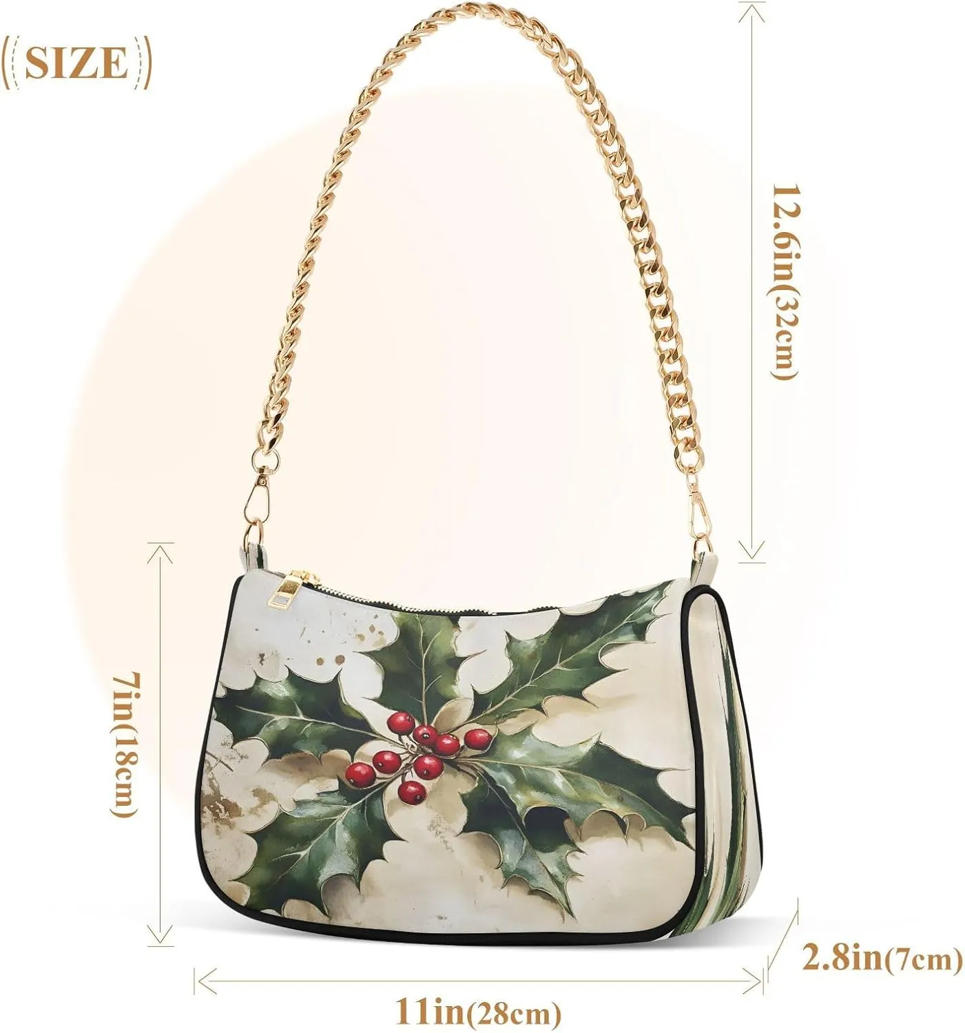 Red Mushrooms White Flowers Womans Purse, Cute Handbag