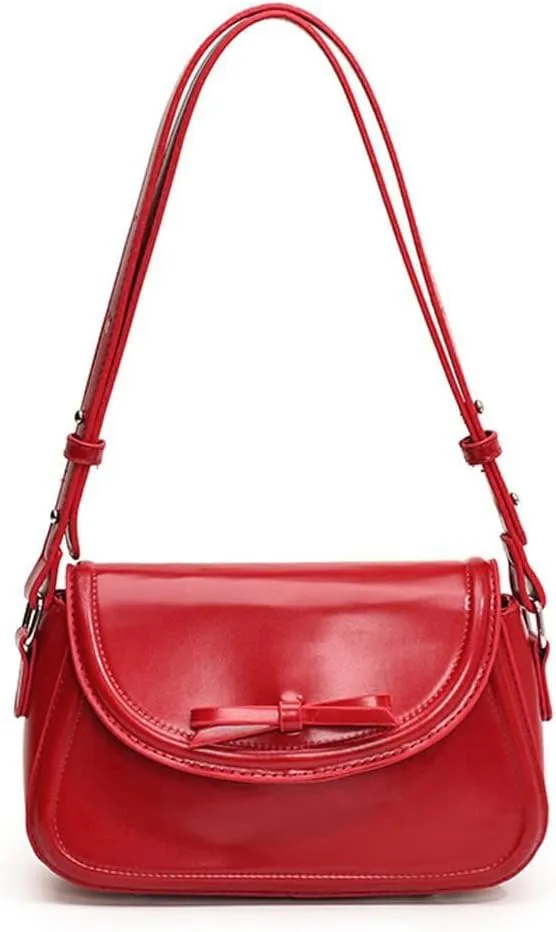 Red Shoulder Bag Y2k Purse for Women Trendy Leather Handbag 90s Clutch Purse Top Handle Satchel