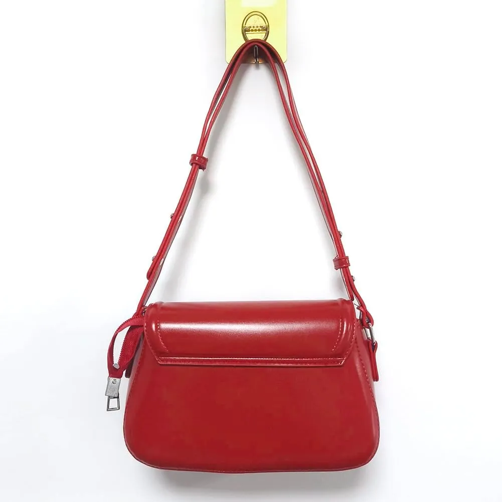 Red Shoulder Bag Y2k Purse for Women Trendy Leather Handbag 90s Clutch Purse Top Handle Satchel