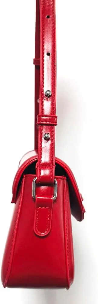 Red Shoulder Bag Y2k Purse for Women Trendy Leather Handbag 90s Clutch Purse Top Handle Satchel