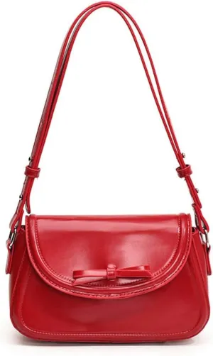 Red Shoulder Bag Y2k Purse for Women Trendy Leather Handbag 90s Clutch Purse Top Handle Satchel