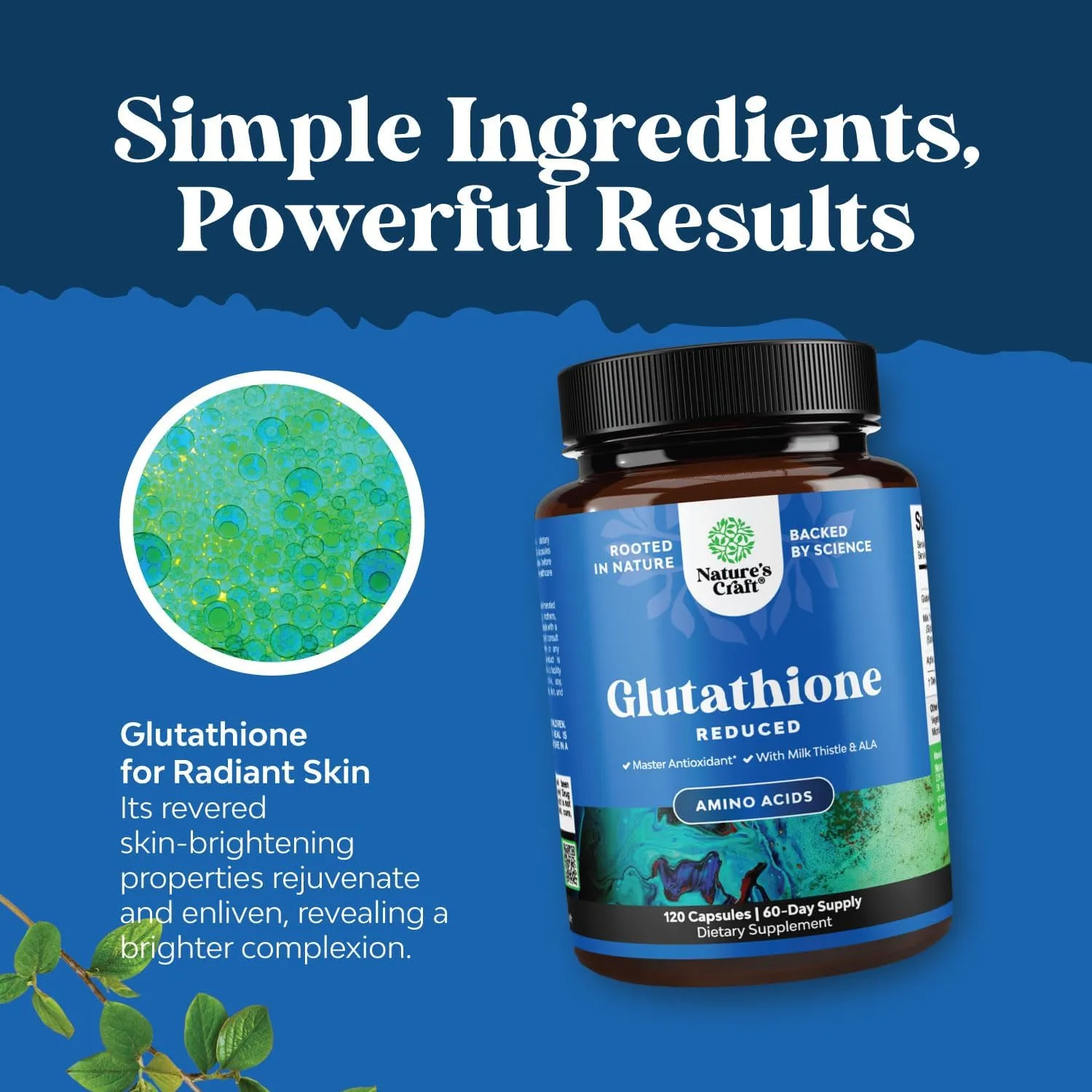Reduced Glutathione Supplement with Milk Thistle - 1000mg Per Serving Plus Alpha Lipoic Acid and Silymarin Milk Thistle Complex for Liver Support Skin Complexion and Immune Support (60 Servings)