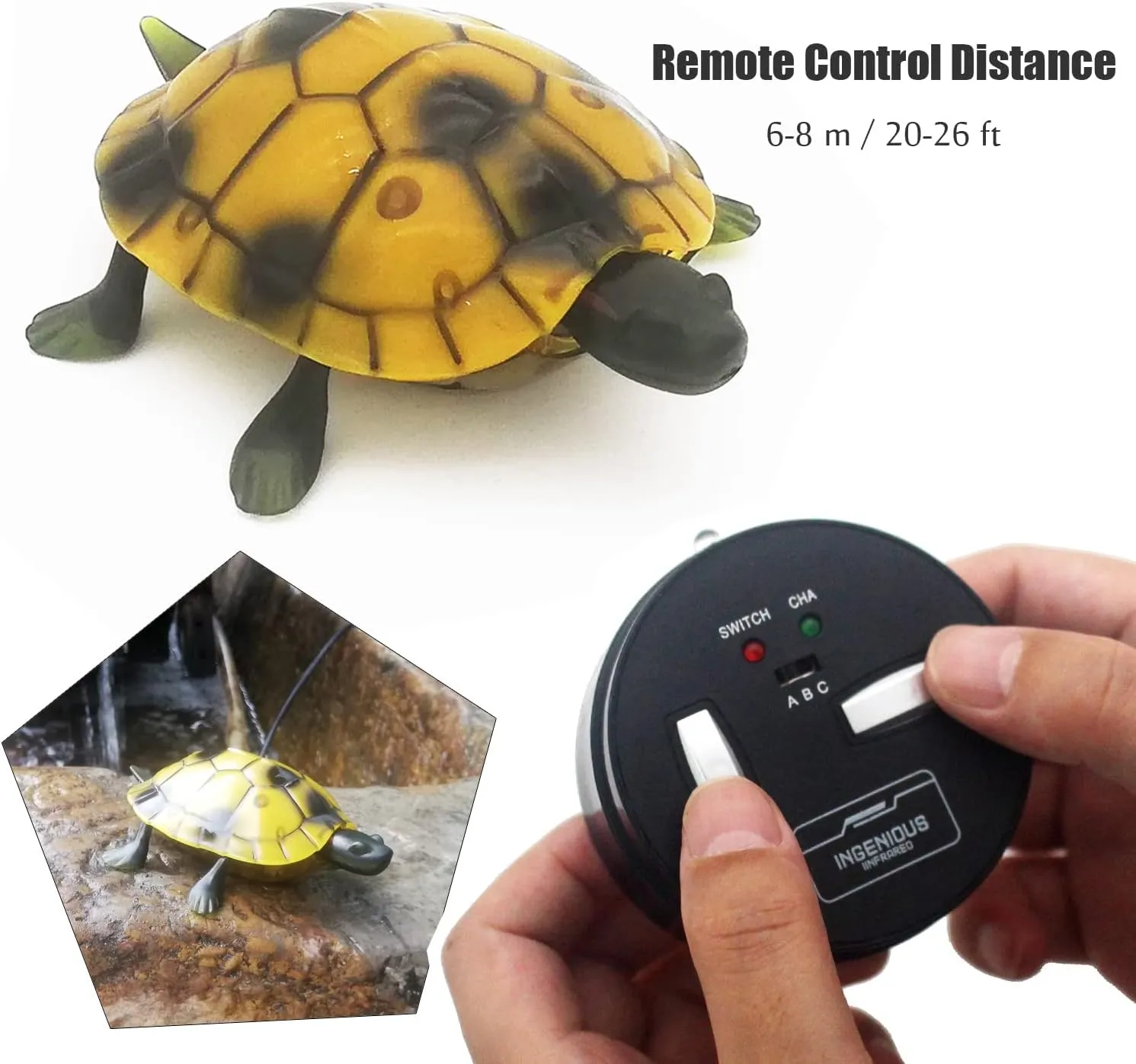 Remote Control Turtle Toy for Kids, Realistic RC Tortoise Electric Animal Toys, for Pets Joke Prank, Funny Child Birthday Gift