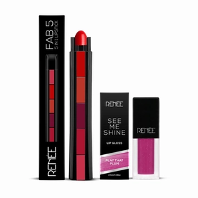 RENEE Fab 5 5-in-1 Lipstick & Play That Plum Lip Gloss Combo