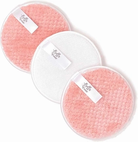 Reusable Makeup Remover Cloths Microfiber Exfoliating Cleansing Facial Pads, 3-Piece, Pink and White