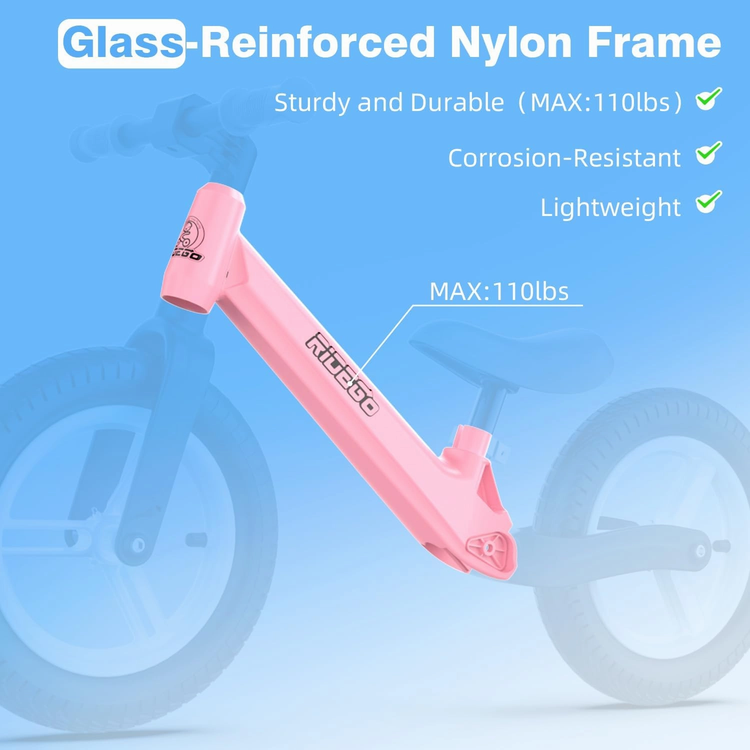 Ridego Light-Up Balance Bike 3 Year Old,Lightweight 12Inch Toddler Bike for 2-5 Year Old Boys Girls，Push Bicycle with Inflatable Tires and Adjustable Seat, Birthday Gift,Pink