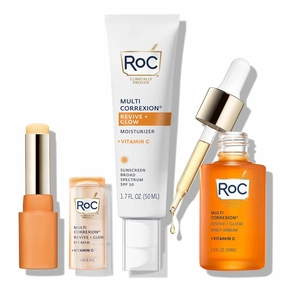 RoC Multi Correxion Revive   Glow Vitamin C Skin Care Routine: Eye Balm   Serum   SPF 30 Moisturizer, Skincare Set for Women and Men