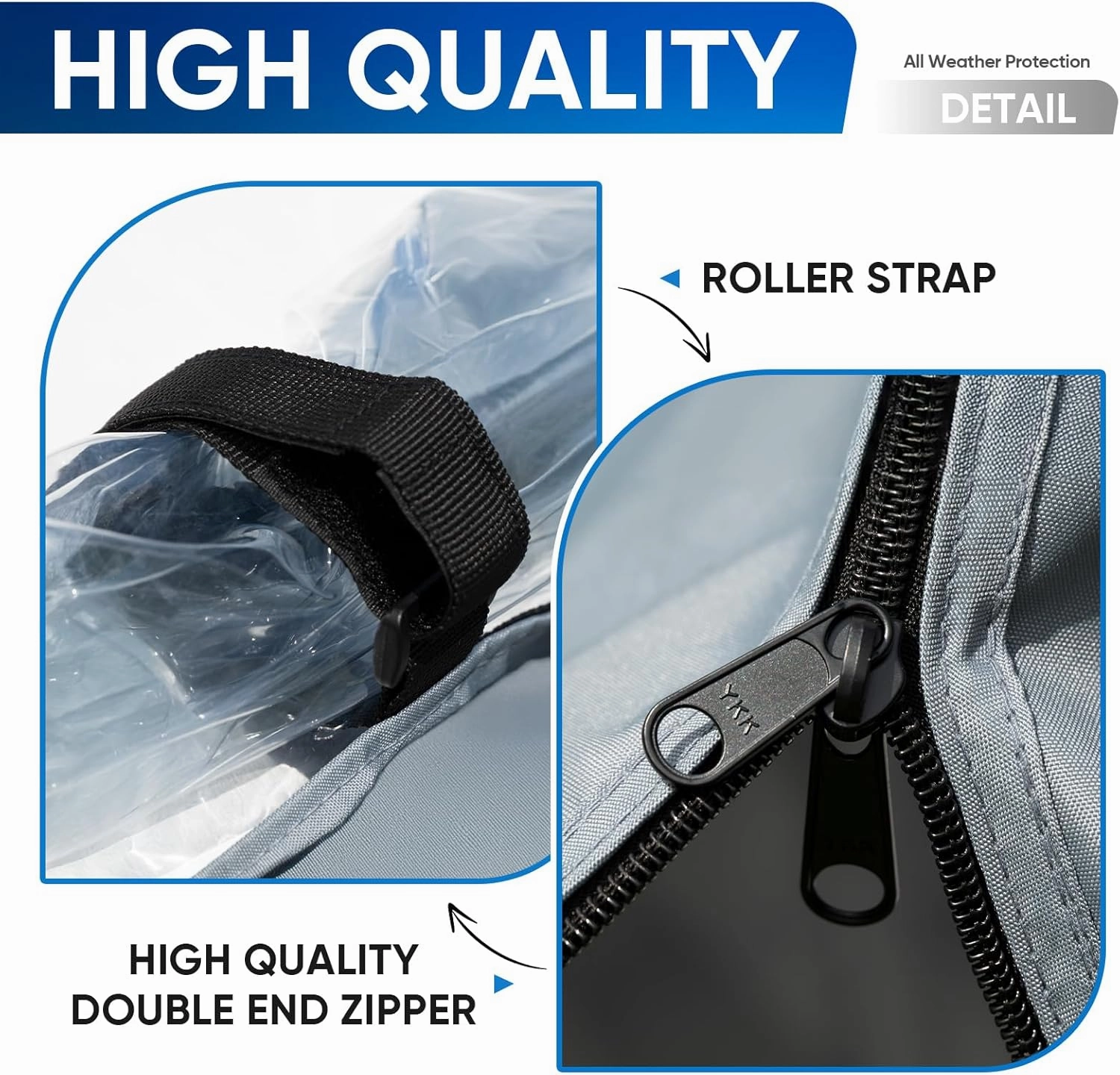 Rosefray Golf Cart Enclosure, 2 2 Drivable Rain Cover, Short Roof 58" - EZGO, Club Car - Durable Door Zipper - 4 Seater Golf Cart Cover Glowing at Night