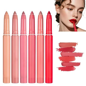 Rotating Sharpenable Matte Lipstick Pencils, Red Lip Liner Matte Lip Crayon Waterproof Lip Gloss Stain Set, Daily Application Lip Makeup Long Lasting Pencil (6pcs(01#, 02#, 03#, 04#, 05#, 06#))