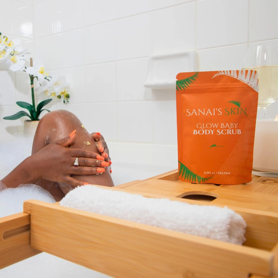 Sanai's Skin Glow Baby Body Scrub | Vegan & Cruelty-Free Exfoliator | Shea Butter & Sea Salt for Soft Smooth Moisturized Skin